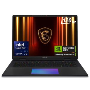 MSI Titan 18 HX AI,Intel Series 2 Core Ultra 9 285HX,46CM UHD+ MiniLED 120Hz Gaming Laptop(64GB/6TB NVMe SSD/Windows 11 Home/GeForce RTX 5090,GDDR6 24GB/Core Black/3.6Kg), A2XWJG-486IN